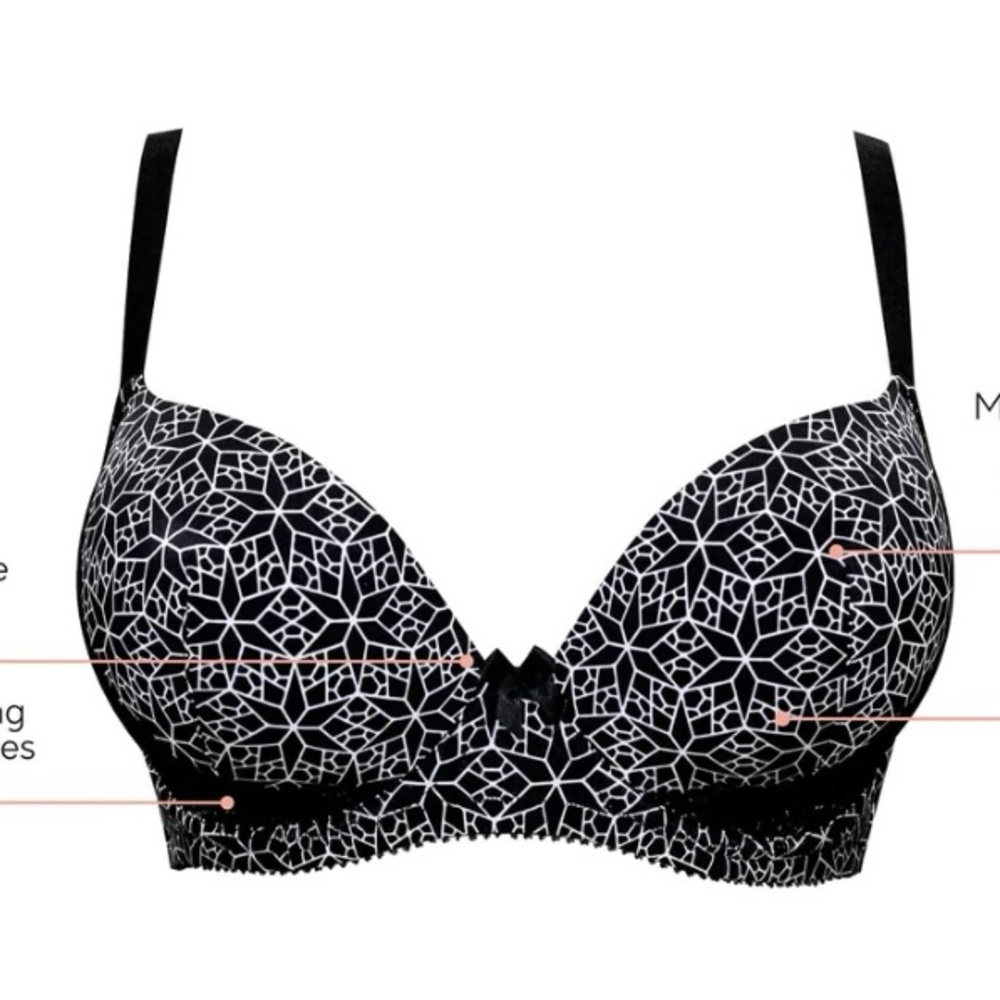 Parfait T-Shirt Bra Black and White Mosaic Patterned 40G US 40i